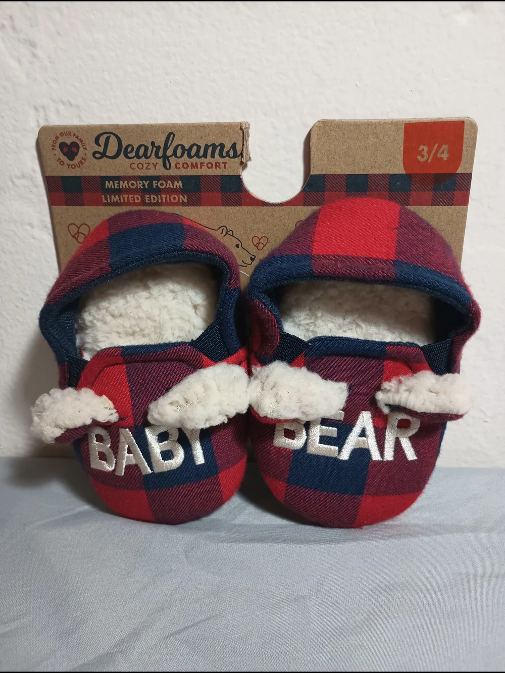 Dearfoams Cozy Comfort Memory Foam Limited Edition Baby Bear Slippers